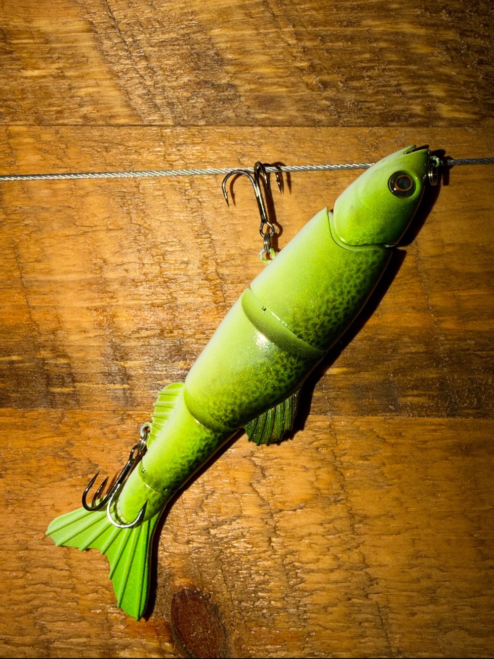 Custom Painted Green Multi-Joint 6.5inch Bass Swim Bait